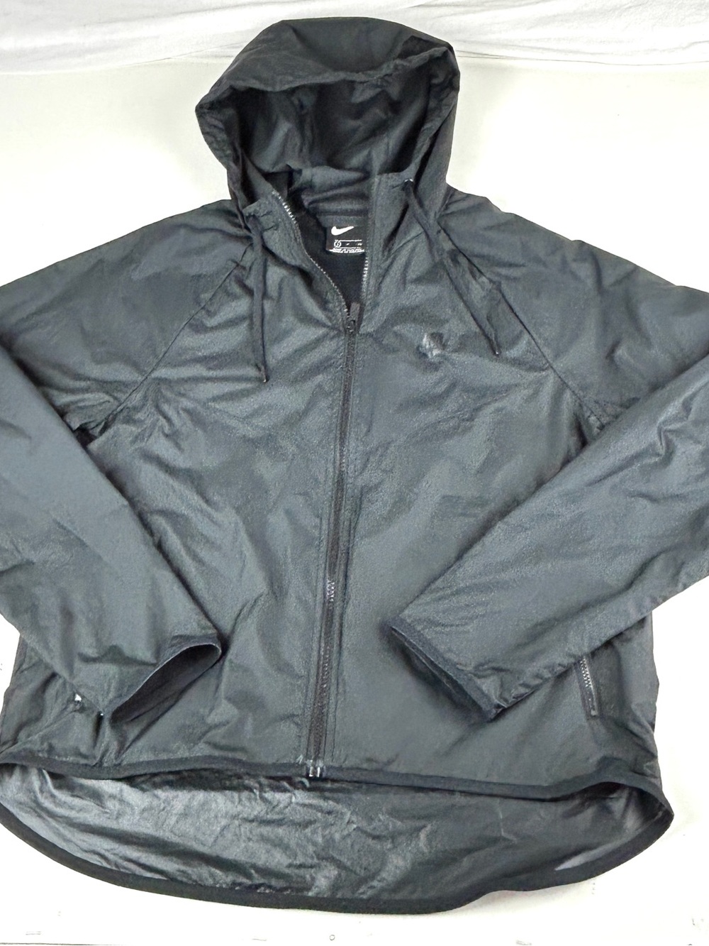 Nike Womens Windbreaker Jacket Full Zip Black Sz Small Hooded